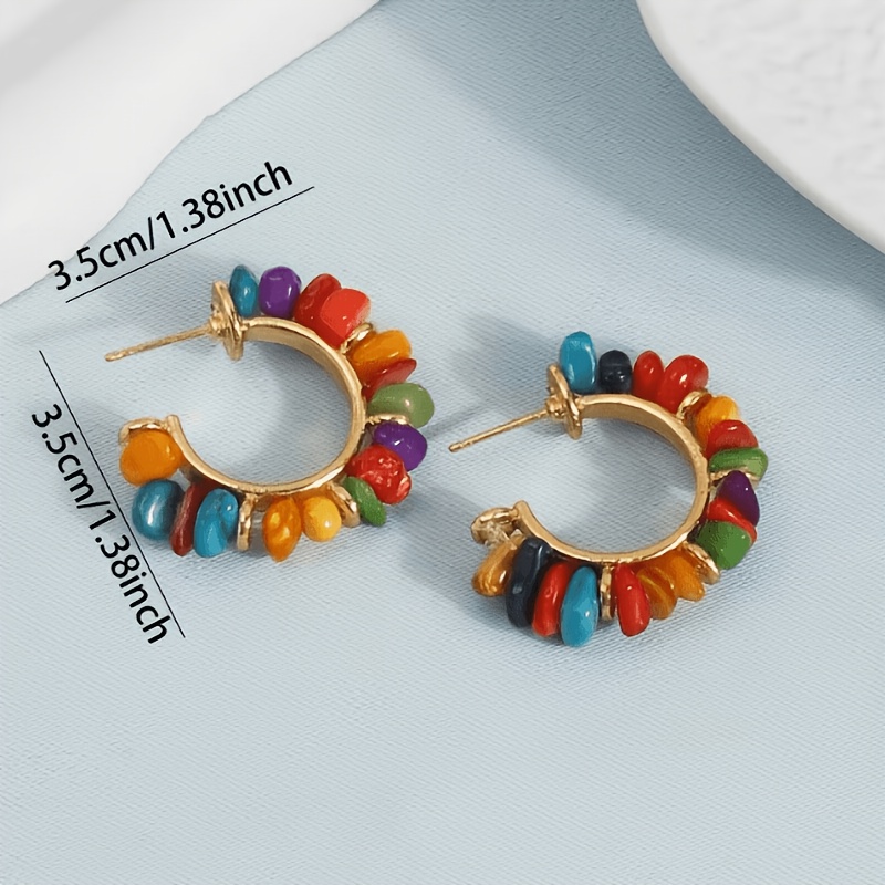 Bohemian Ethnic-Style Turquoise Hand-Beaded Resin Earrings